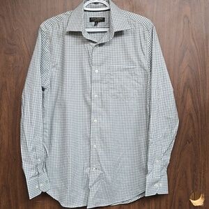 Banana Republic Size S Blue Green White Plaid Slim Fit Button Down Shirt